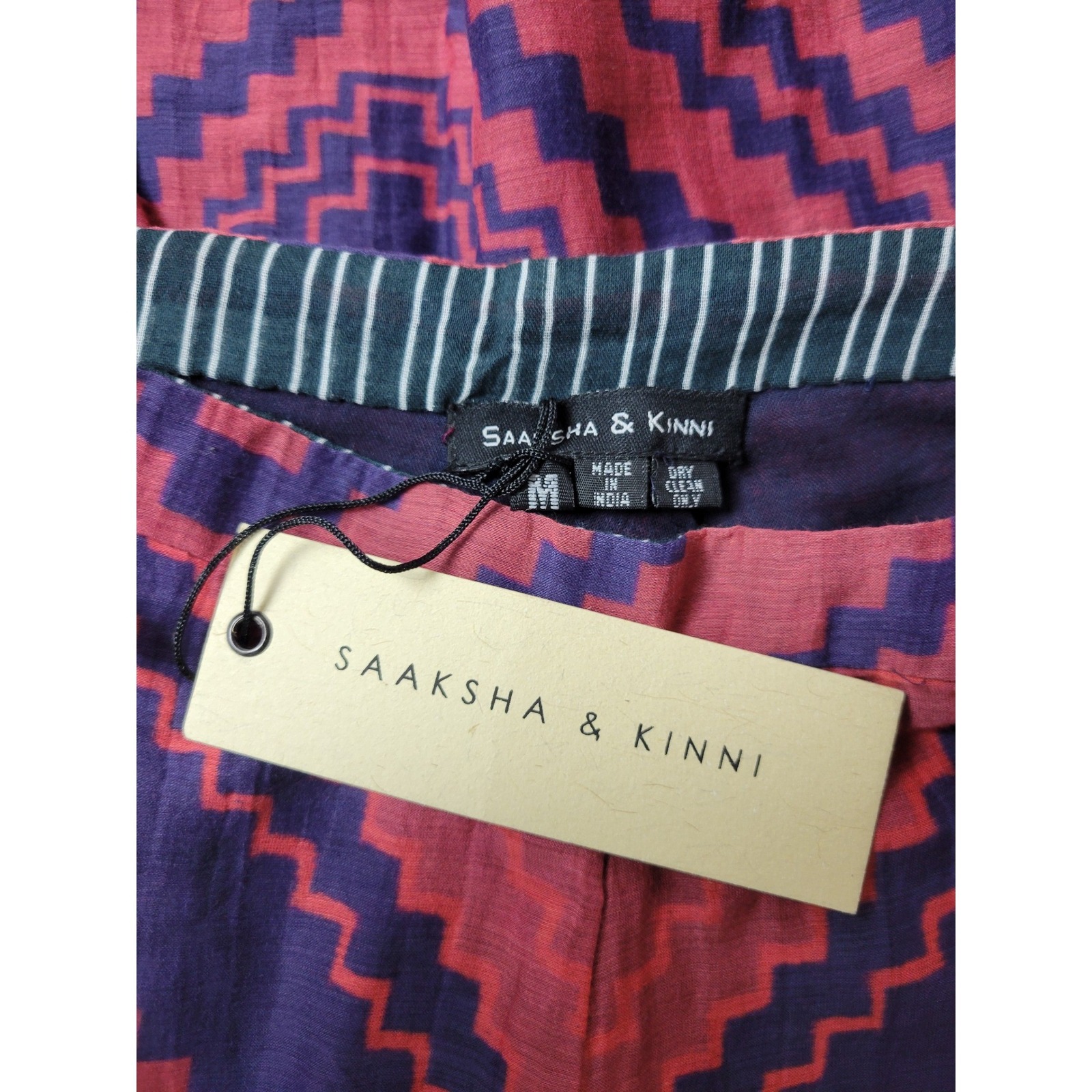 Saaksha & Kinni Red Purple Chevron Wide Leg Pants Side Stripe Size M Nwt — image 6 of 8